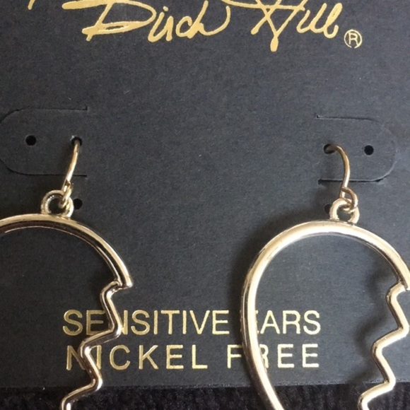 Silver Tone Broken Heart Earrings - Picture 3 of 6